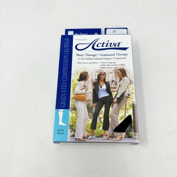 ACTIVA Women's Dress Compression Socks Black 15-20 mmHg Sheer Therapy Lite Sz L - Picture 2 of 6